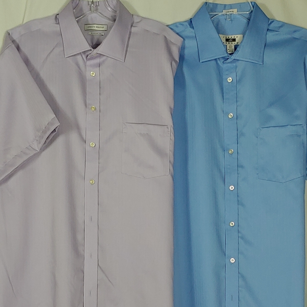 Joseph Abboud Bundle tall man Shirts SS Herringbone Neck 17 New Blue Lavender